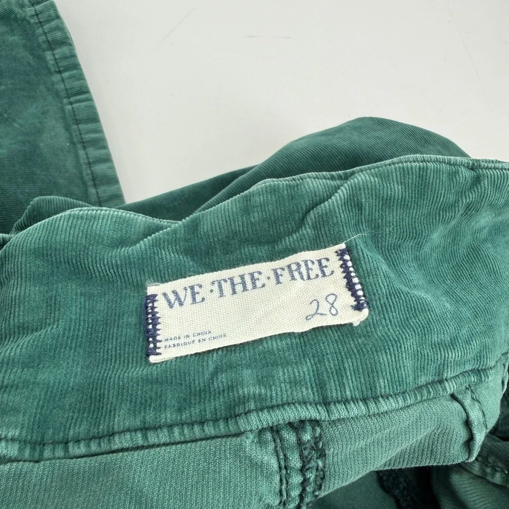 We The Free Jayde Cord Flare Jean Kelp Green Corduroy Pants Size 28 Boho